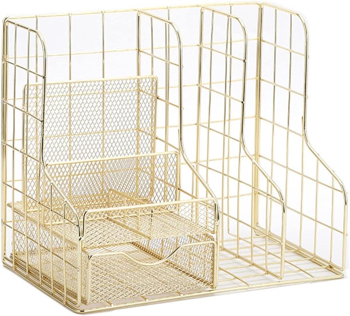 Bureau Organizer - Opberger Bureau - Kantoor Organiseren - Mesh Metaal Ontwerp - 28x24x18cm - Goud