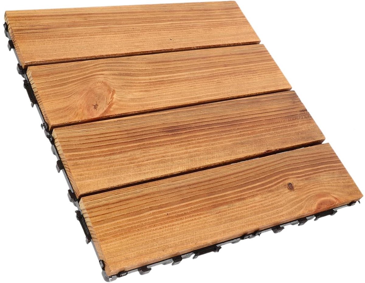 Houten Terrastegels - Balkonvloer - Buitenruimte Decoreren - In elkaar grijpend ontwerp - 30 x 30 cm - Natuurlijk Hout