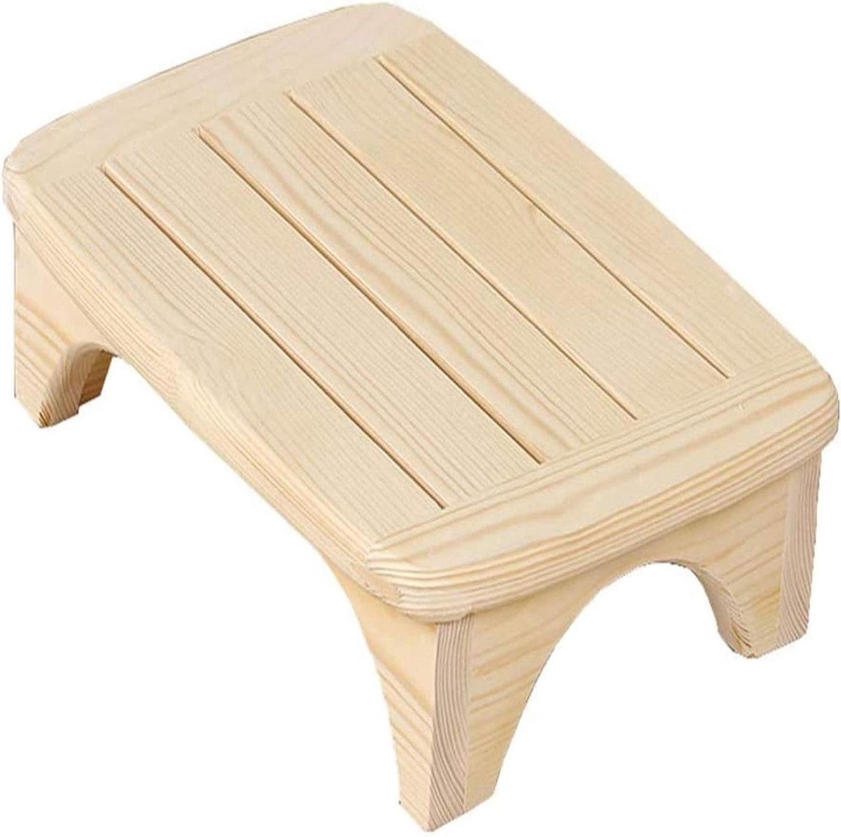 Voetenbank Massief Hout - Houten Krukje - Ontspannen Zitten - Dubbelzijdig Geschuurd - 45x32x12cm - Houtkleur