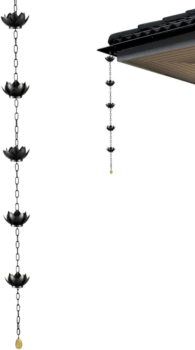 Regenketting - Dakgoot decoratie - Water geleiden - Lotusbloem design - 1.2 meter - Koperkleurig