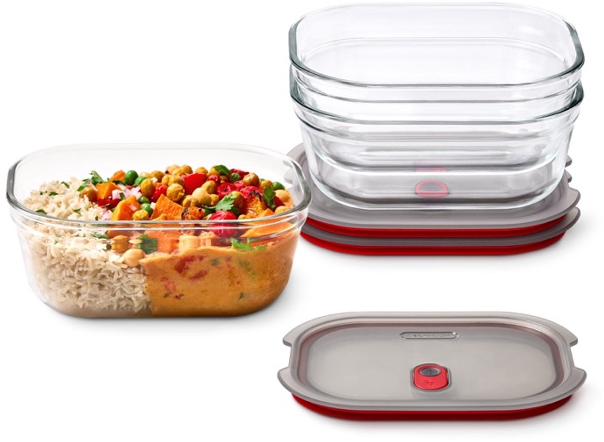 BLACK + BLUM Stack + Nest Meal Prep Vershoudbakjes Glas - 900ml - set van 3
