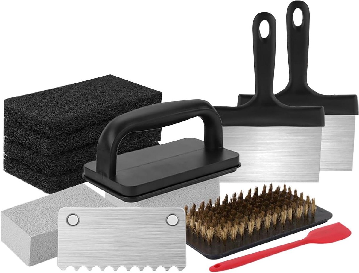 Reinigingspads Set - Hittebestendige Reiniger - Keukengerei Onderhoud - Ergonomisch Handvat - 1.34 kg - Grijs