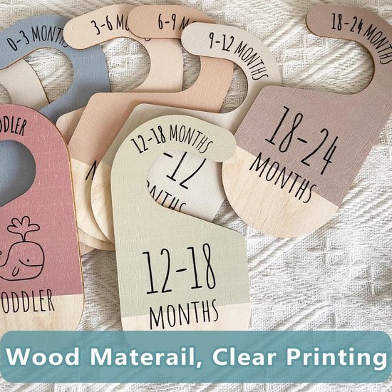 Babykast Verdelers - Kleding Organizer - Babykleding Sorteren - Natuurlijk Hout - 8 Stuks - Vogel Patroon — afbeelding 2
