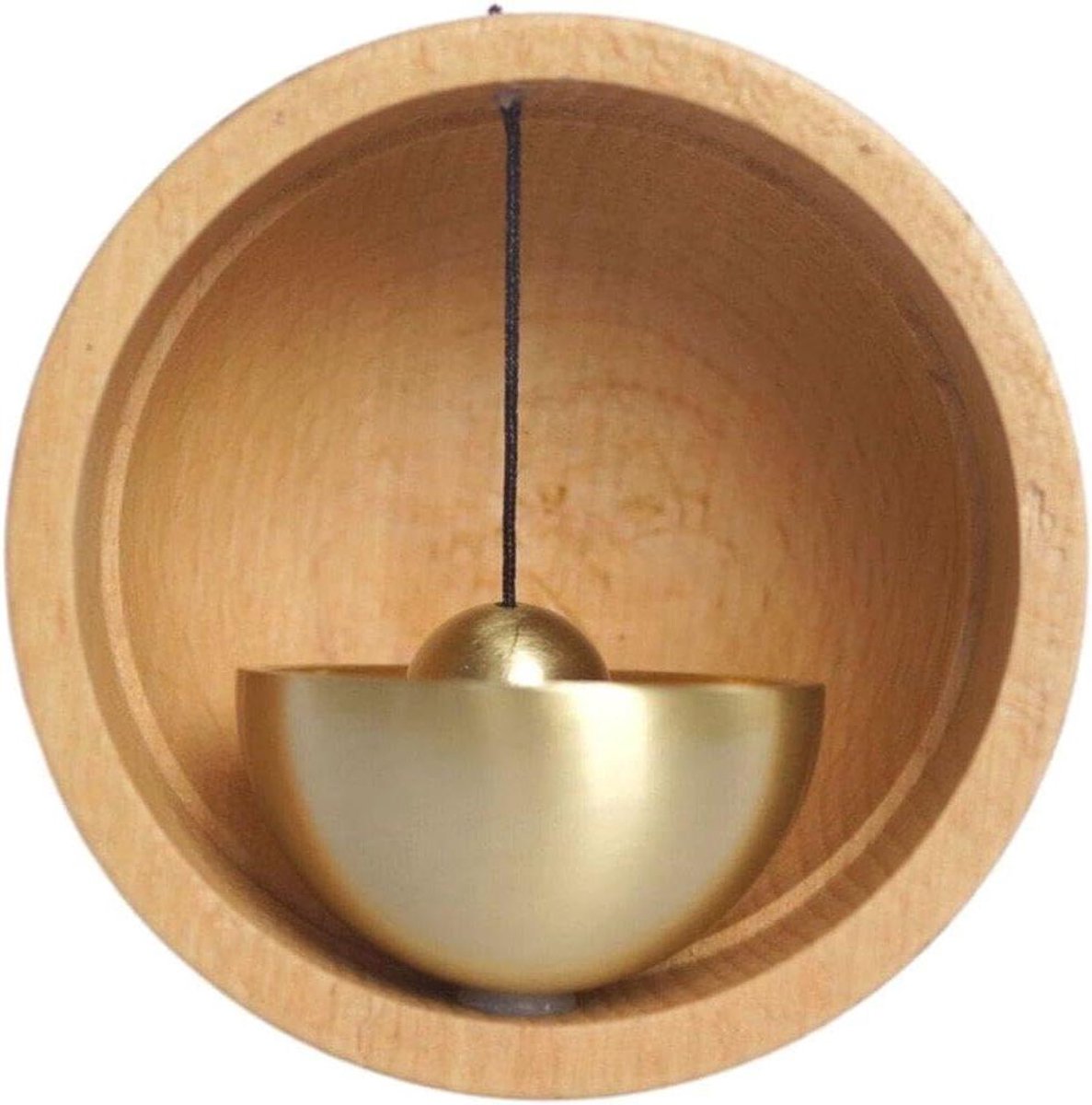 Winkeliers bel - Deurbel ornament - Deur versieren - Met magneet - 7.2 x 7.2 cm - Houtkleur