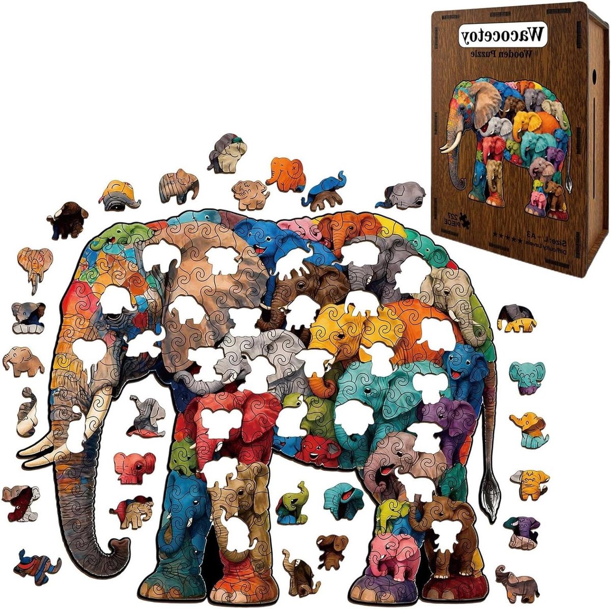 Houten Puzzel - Dierenvorm Legpuzzel - Ontspannend Tijdverdrijf - Betoverend Ontwerp - 19.6 x 14.1 cm - Niet gespecificeerd