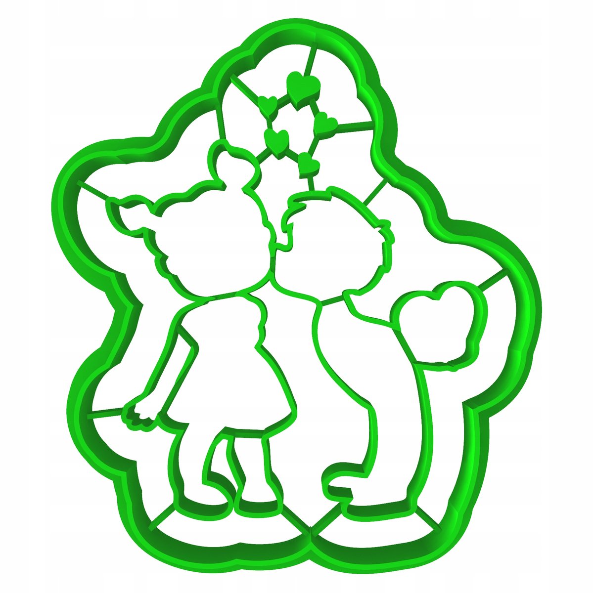 Koekjesvorm Valentijn - Kus Paar - 8 cm - Groen Kunststof