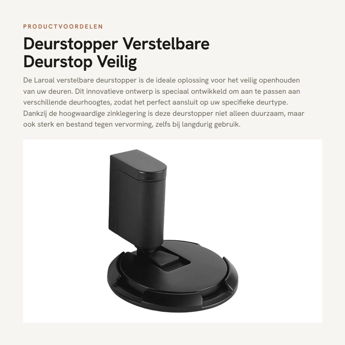 Dailygoods- Deurstopper Verstelbaar - Deurvastzetter - Deurstoppers voor Binnen - Deurstopper Zwart - Deurvanger - Zinklegering - Deurbuffer