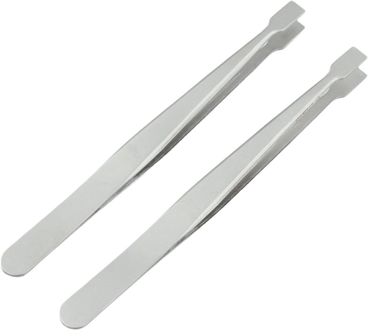 Platte Pincet - Brede Punt - Precisie Werk - Roestvrij Staal - 2 Stuks - Zilver