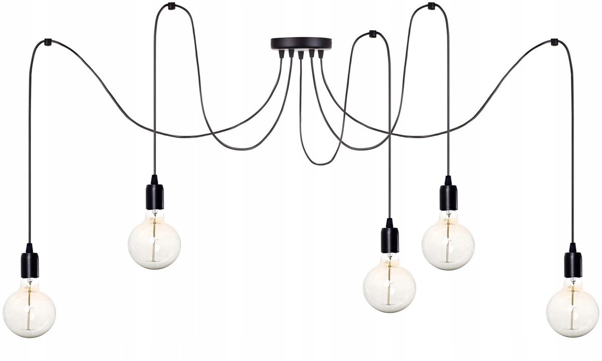 Zwarte Plafon Lampy Wiszącej PAJĄK 5x E27 - Loft-design
