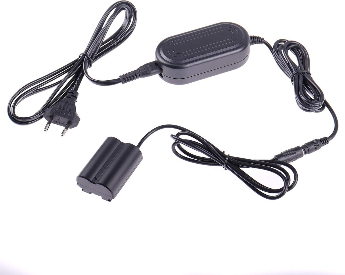 Camera Stroomadapter - Dummy Batterij - Lang Opnemen - Universele Ingangsspanning - 400 cm Kabel - Zwart