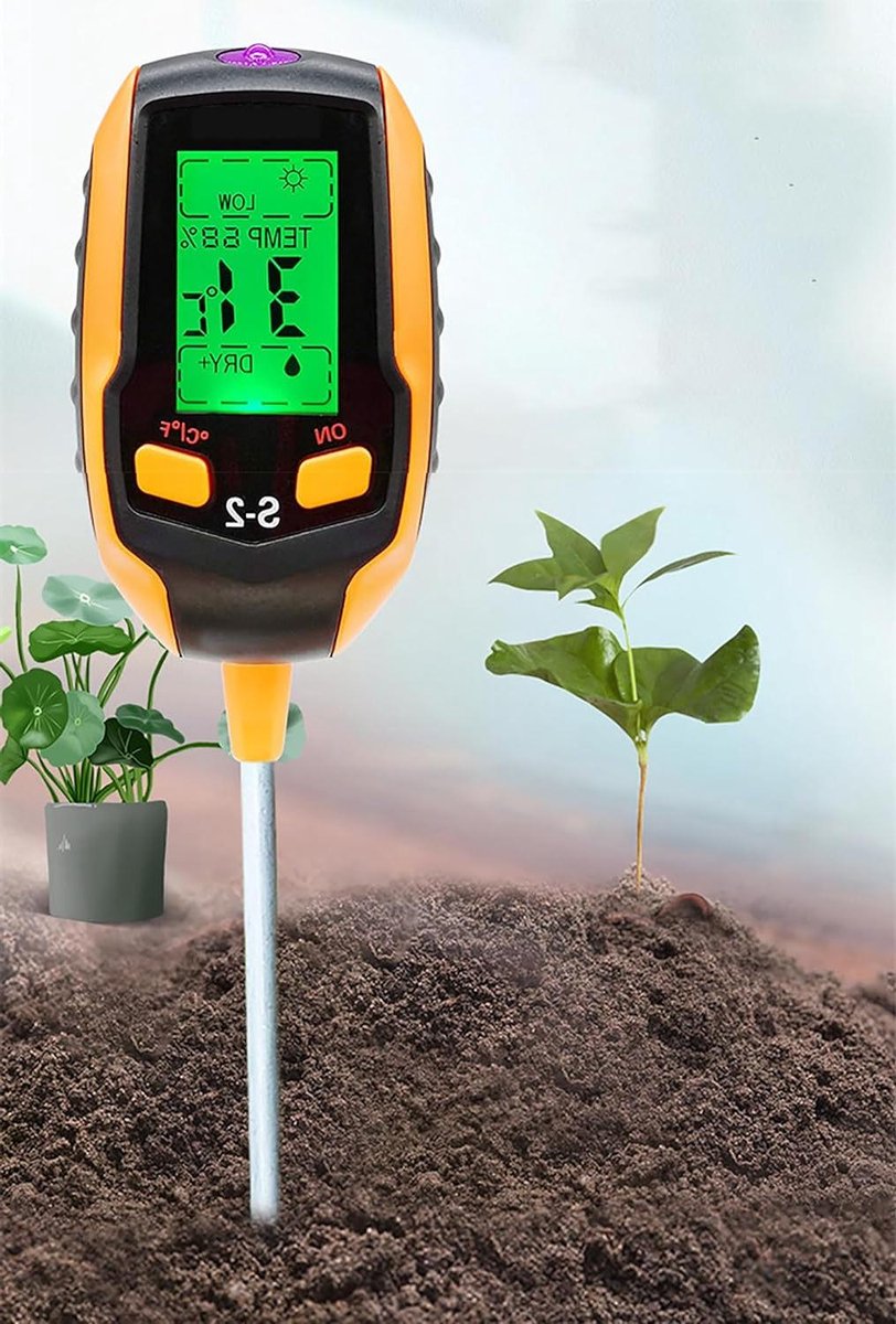 Bodemmeter 5-in-1 - pH meter - Plantenverzorging - Snelle meting - 20.5 cm probe - Zwart