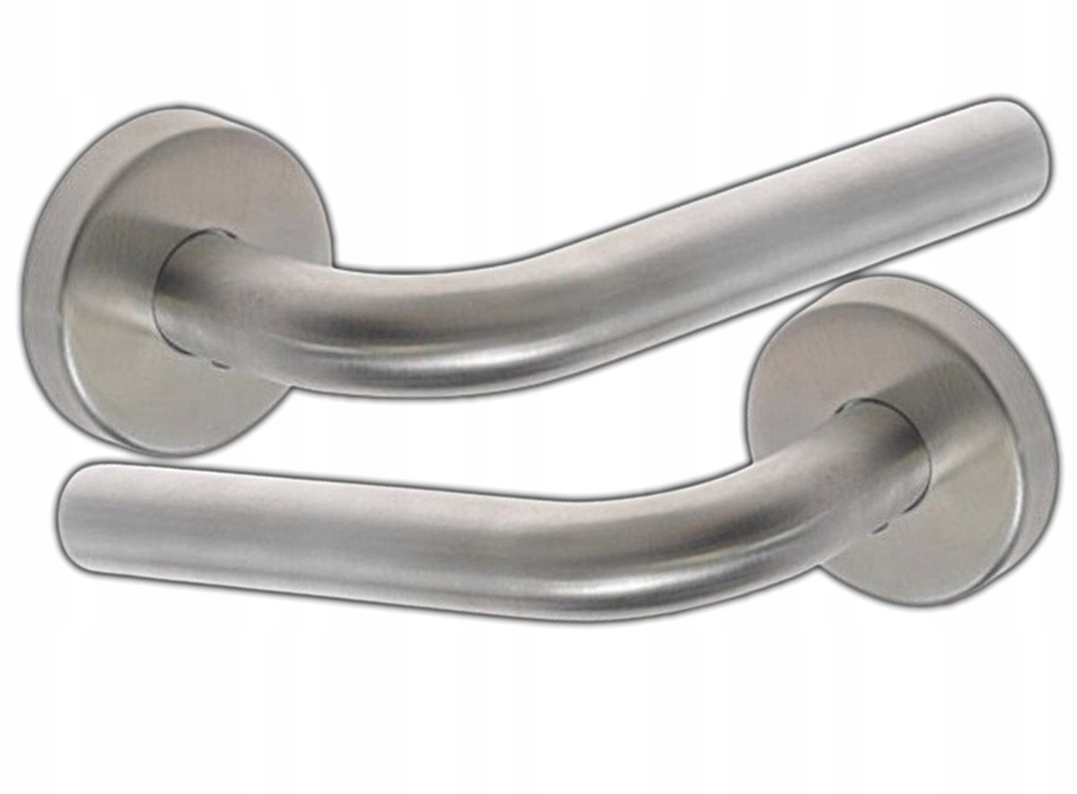 Roestvrijstalen Deurklink met Ronde Rozet - 8mm Pen - Complete Set