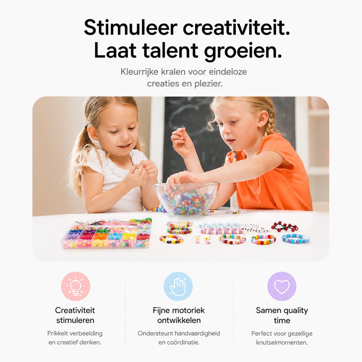 BOTC Sieraden Set - knutselen meisjes - armbandjes maken meisjes - Sprankelende Sieraden Maken Pakket - Kralen Set - 1050-Delig - Maak je eigen sieraden - Kettingen & Armbanden - Kralenketting Telefoon Meisjes & Dames — afbeelding 6