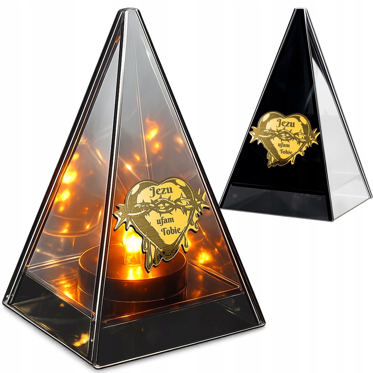 LED Graf Lantaarn met Vlameffect - Glas & Hart