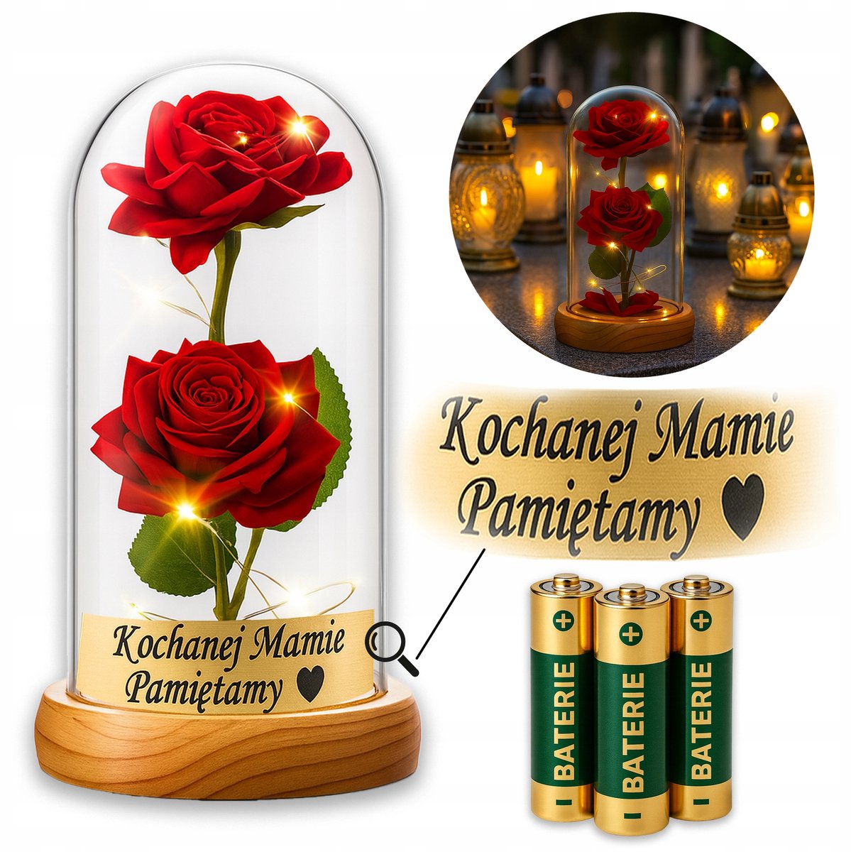 Eeuwige Roos in Glas met LED en Gepersonaliseerde Gravure - Cadeau voor Moeder
