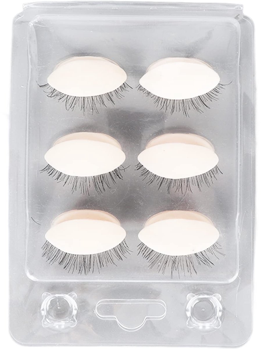 Dailygoods- Oogleden met Wimpers - 3 Paar Siliconen Oogleden - Verwijderbare Realistische Oogleden - Mannequin Hoofdoogleden - Oefenen Make-up - Wimpertraining