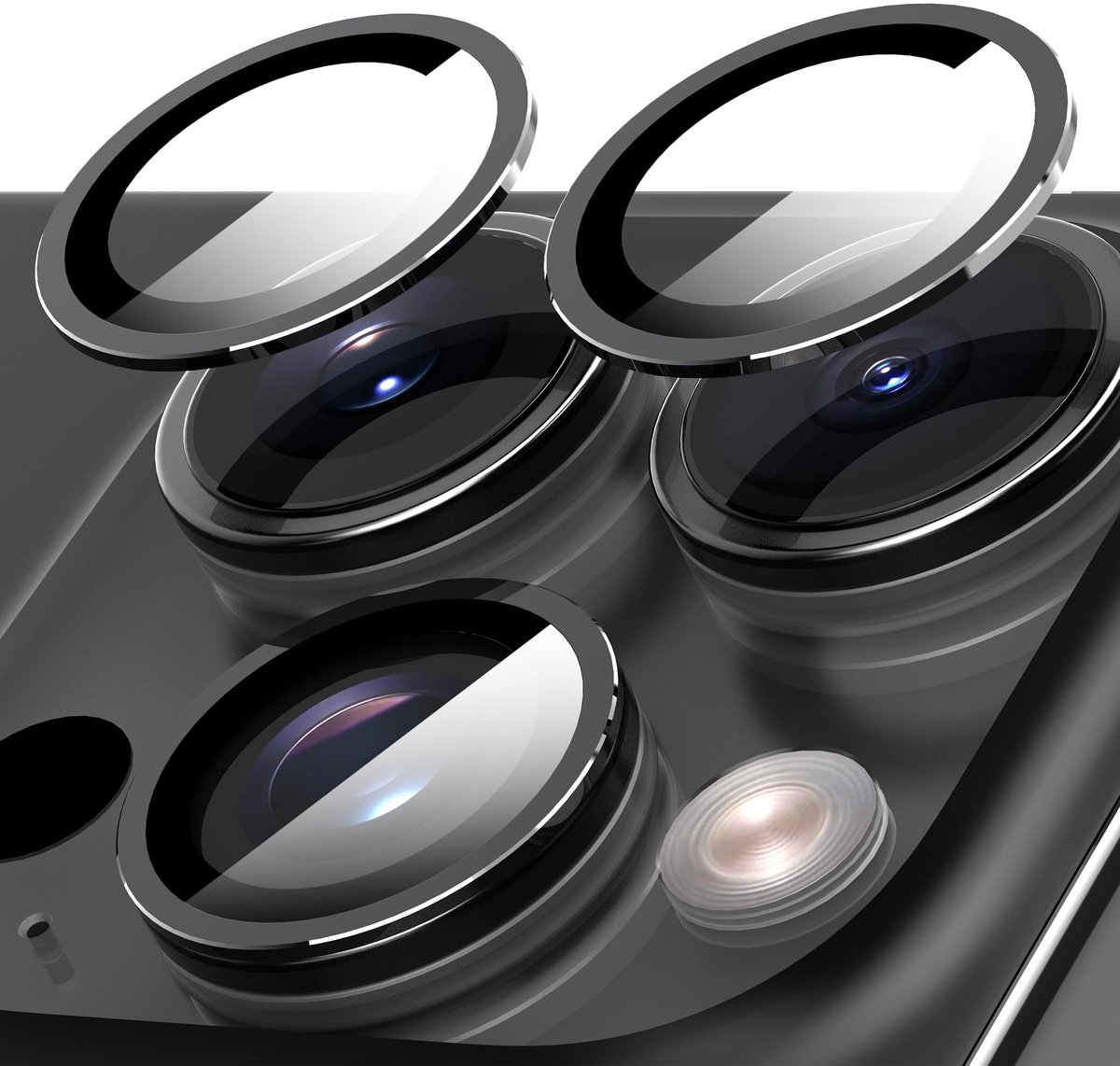 Dailygoods- Lensbeschermer Ultra Dun - Camera Protector iPhone 15 Pro/15 Pro Max - Gehard Glas - Aluminium Frame - 2-Stuks - HD Bescherming