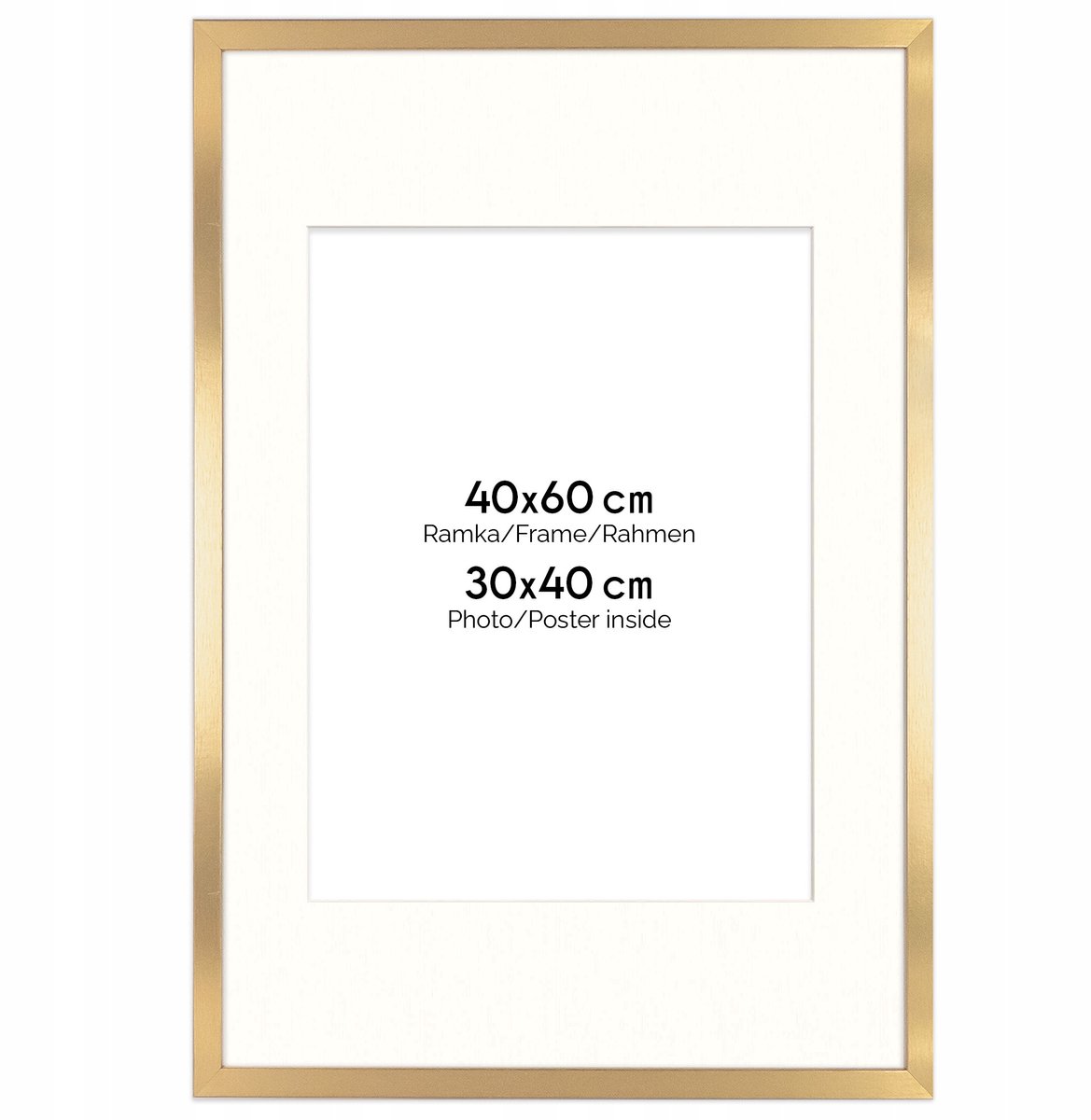 Gouden fotolijst 40x60 cm met passe-partout 30x40 cm