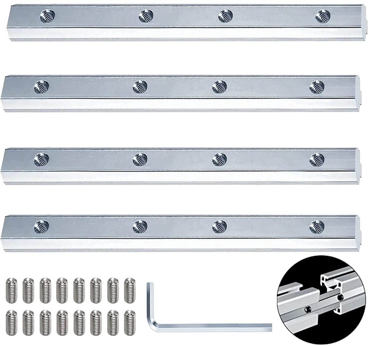 ZEYNOMAX- Profielconnectoren Aluminium - 4 Stuks - T-groef Bevestiging - Schroeven en Moersleutel - Duurzaam en Corrosiebestendig - 19 x 180mm - Aluminium Verbinding