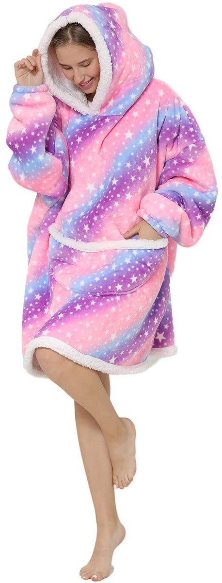 JHUBERS- Deken Hoodie - Oversized Uniseks - Pluizige Sherpa Fleece - Comfortabele Stof - Groot Voorvak - Elastische Mouwen - Dekentruien