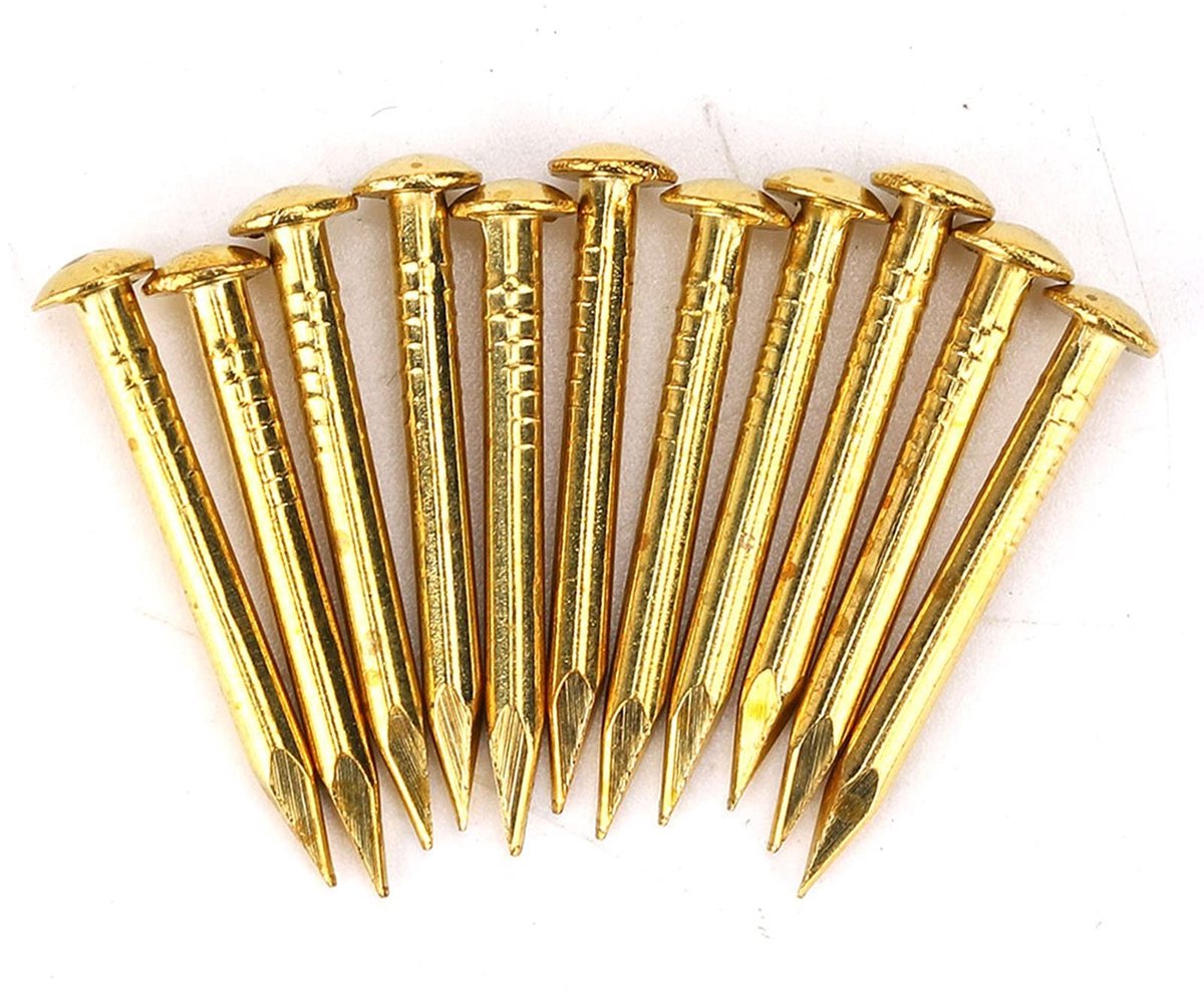JHUBERS - Ronde kop messing nagels - Meubelspijkers - 100 stuks - 10mm/15mm/18mm/22mm - Ambachtelijke projecten - Hoogwaardige kwaliteit - Geschikt...