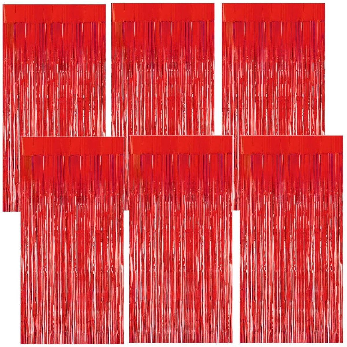 Dailygoods - Rode metallic gordijnen - Feestdecoratie - 6 stuks - 1 m x 2 m - Ideaal voor verjaardagen - Eenvoudig op te hangen - Glanzend en herbruik