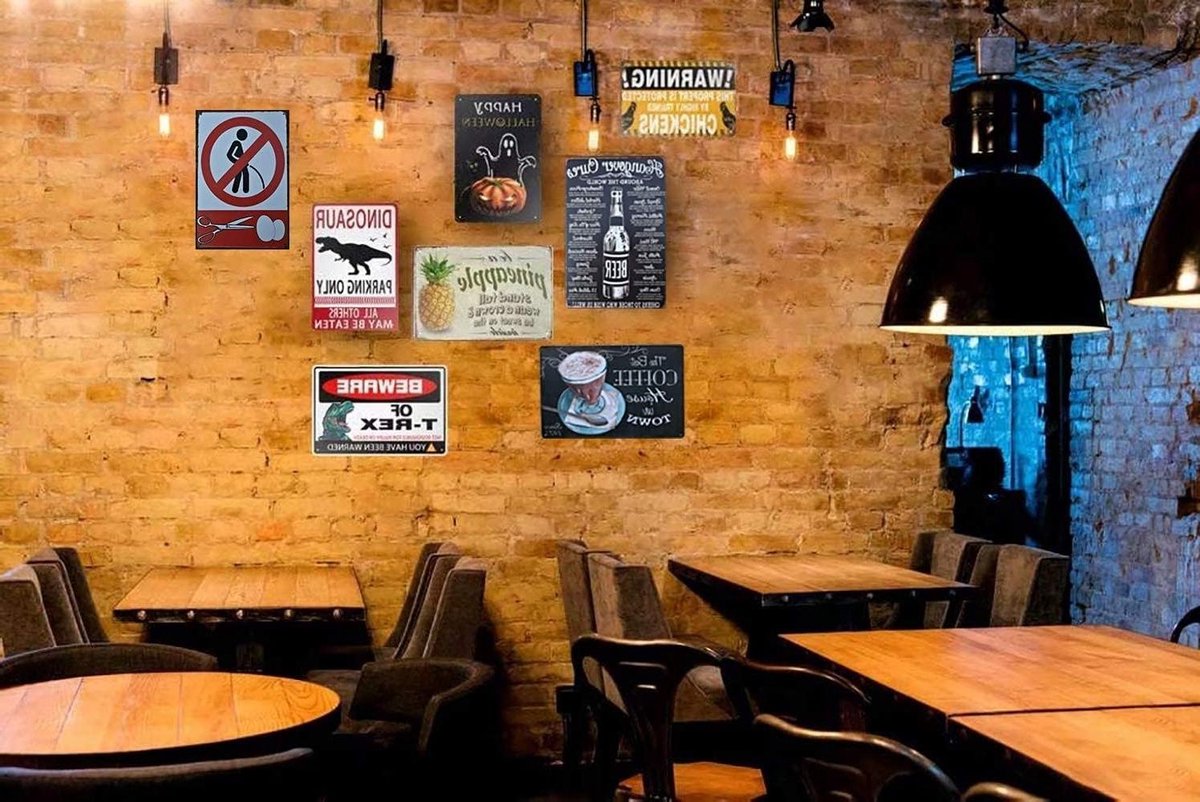 Decoratie bord - Metalen poster - Ruimte aankleden - Voorgeboorde gaten - 30 x 40 cm - Multicolor