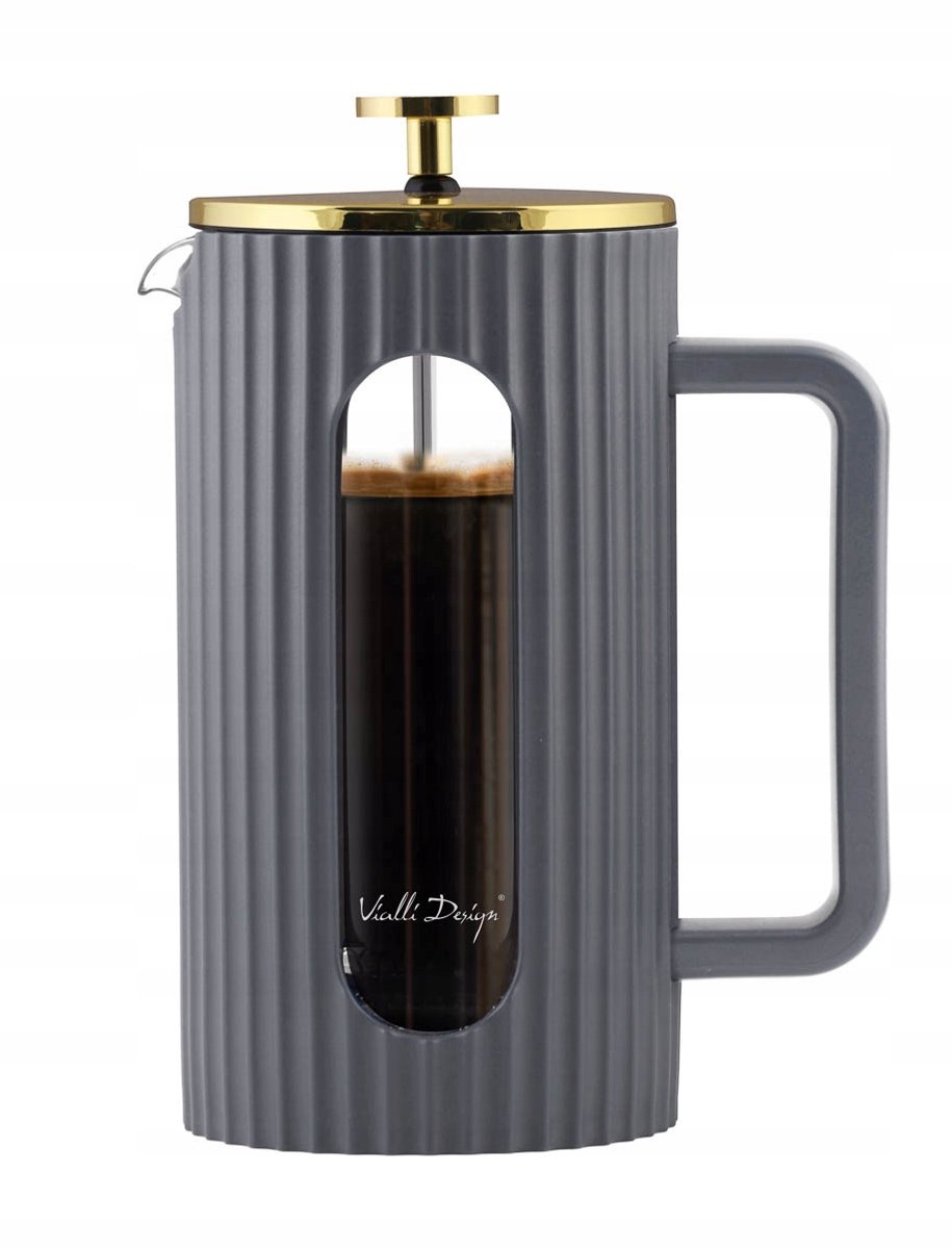 Vialli Design Livio Zware Glazed Koffie- en Theepot 1000ml Grijs/Goud