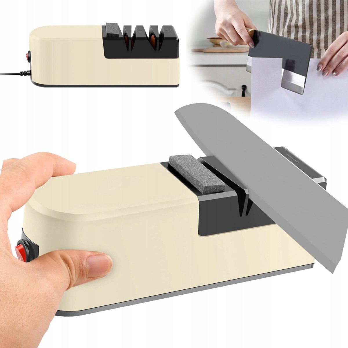 Elektrische Messenslijper 5-in-1 met USB - Scherpe Meten & Schalen