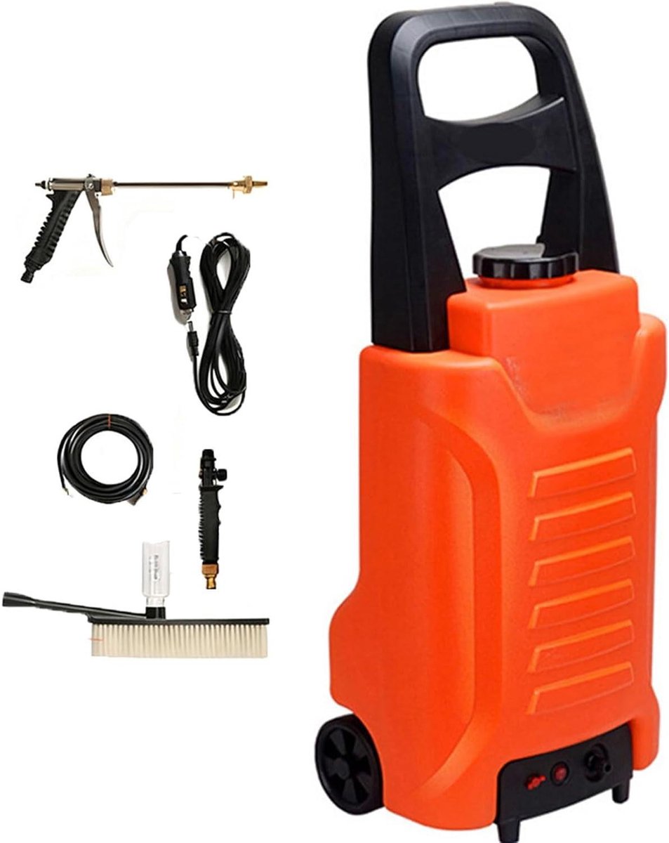 Reinigingswagen - Waterwagen Trolley - Auto Ramen Tuin - Grote 35L Tank - 7 Meter Slang - Grijs