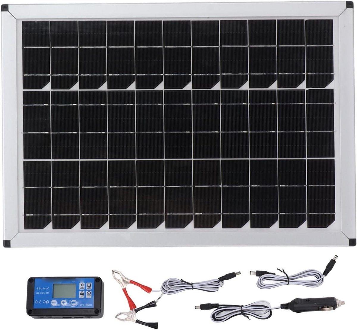 Zonnepaneel Batterij Oplader - Draagbare Zonnelader - Outdoor Energie - Hoge Conversie Efficiëntie - 100W 18V - Zwart