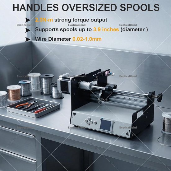 Automatische Wikkelmachine - Spoel Machine - Draad Precisie Wikkelen - Intelligent Programma - 30x25x25cm - Grijs — afbeelding 4