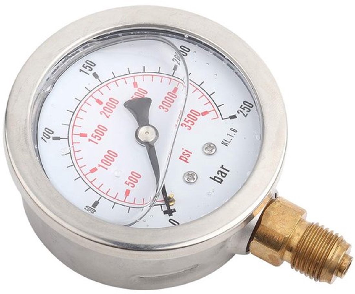 Allecto - Hydraulische Drukmeter - 0-250 Bar - 63mm Dial - Drukmeter