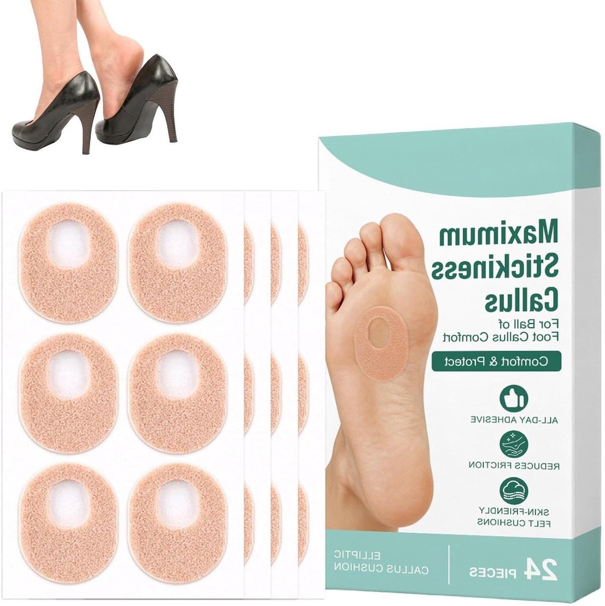 Eeltkussens 6 stuks - Beschermkussens Huid - Voet Comfort - Zelfklevend Ademend - Ovaal Vorm - Beige