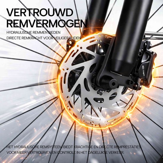 Galaxy C1 Pro Elektrische Stadsfiets 28 Inch - Tot 150 km Bereik - 36V 18Ah EVE Accu - Hydraulische Schijfremmen- 250W Motor - Shimano 7 Versnellingen - Voorvorkvering - Inclusief Mand en Telefoonhouder-wit van galaxy — afbeelding 5