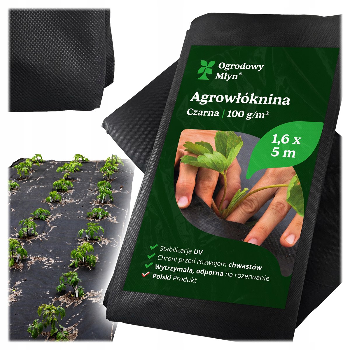 Agrotextiel 100g Zwart 1.6x5m - Anti-Wortel Doek Tuin