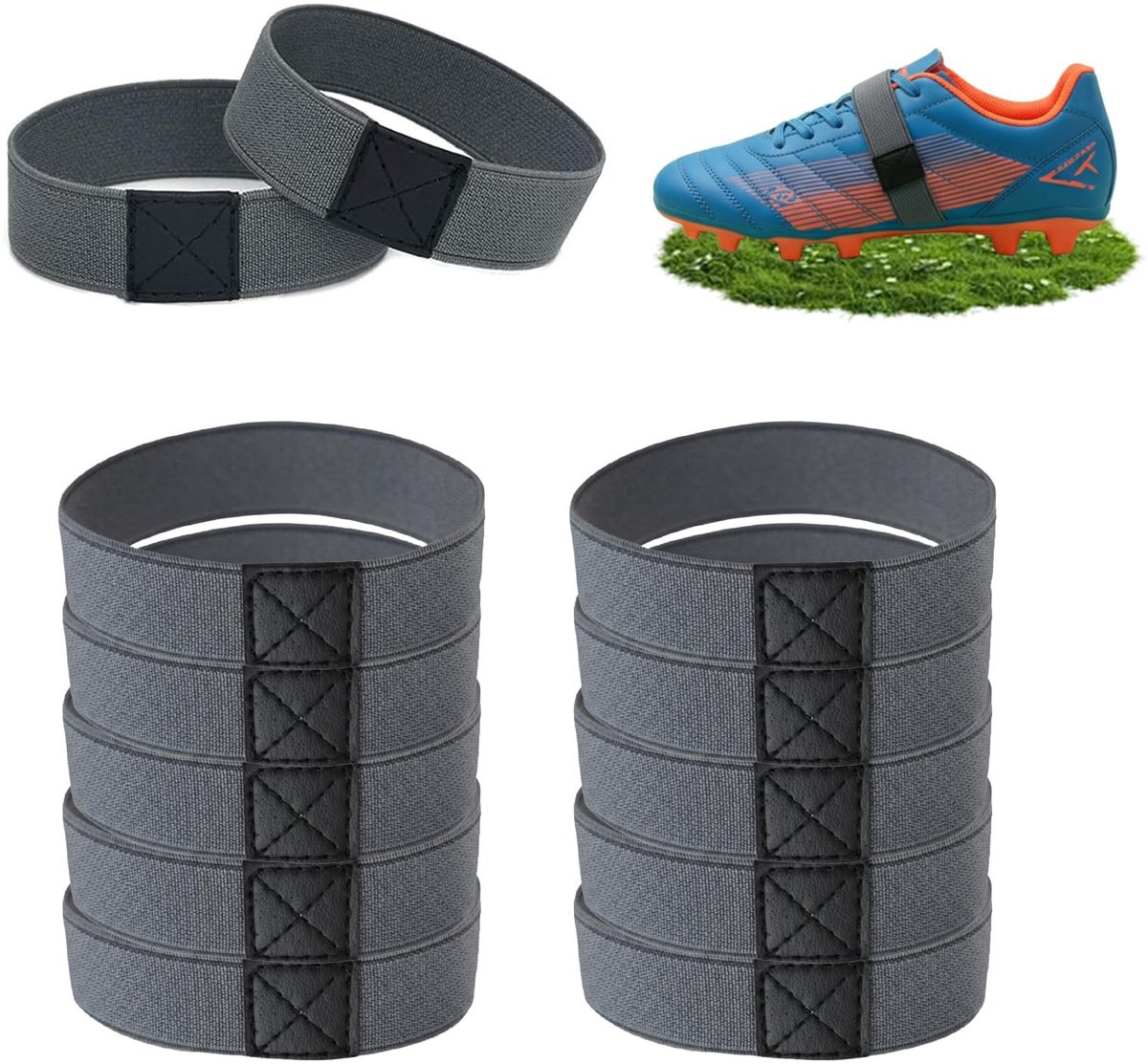 Dailygoods- Fixeerband 12 Stuks - Scheurvast - Antislip - Elastisch - Voetbalschoenen - Voor Kinderen en Volwassenen - Veters