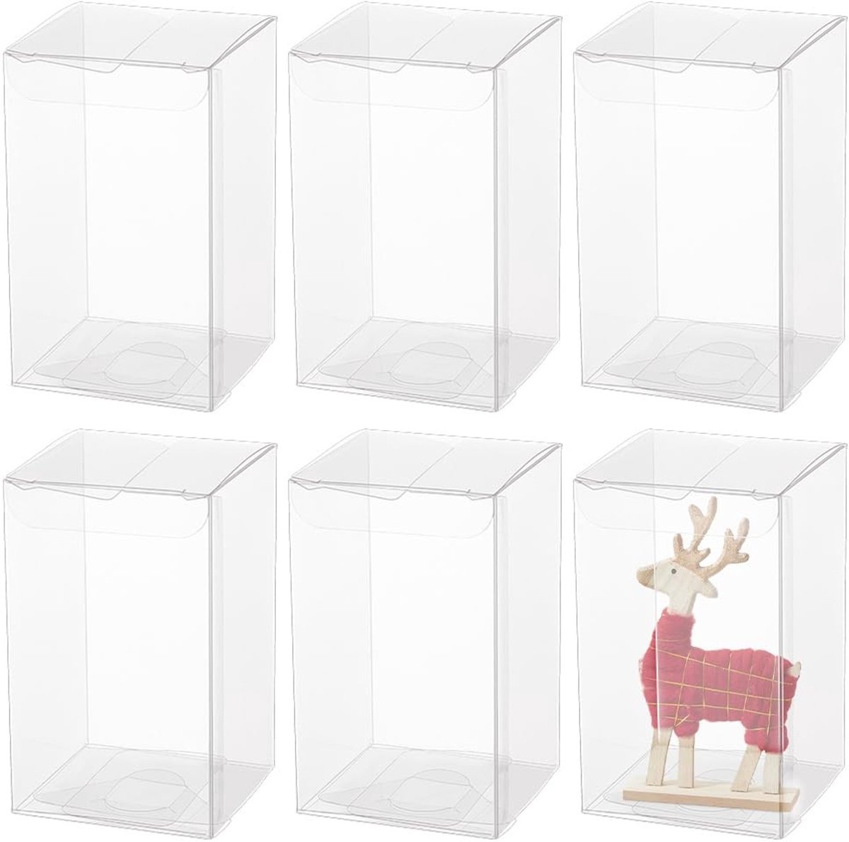 JHUBERS- Kubusfolie 30 Stuks - Transparante Geschenkdozen - PVC Dozen - Bruiloft/Kerst - Chocolade/Snoep - 6 x 6 x 10 cm