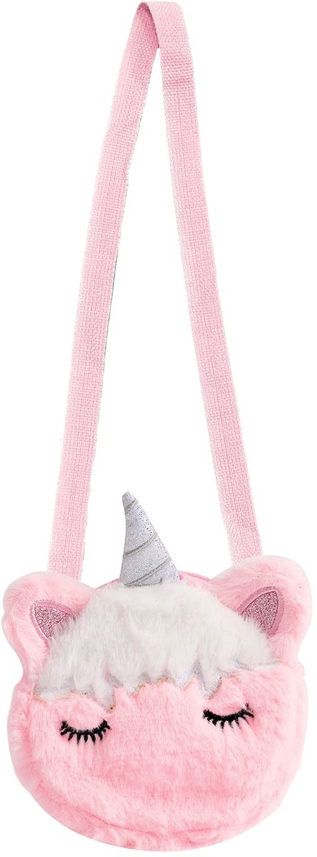 BRENZOOS- Schoudertas Dames - Pluche Eenhoorn - Verstelbare Schouderband - Lichtgewicht - Compact - Geschikt voor Meisjes - Handtas