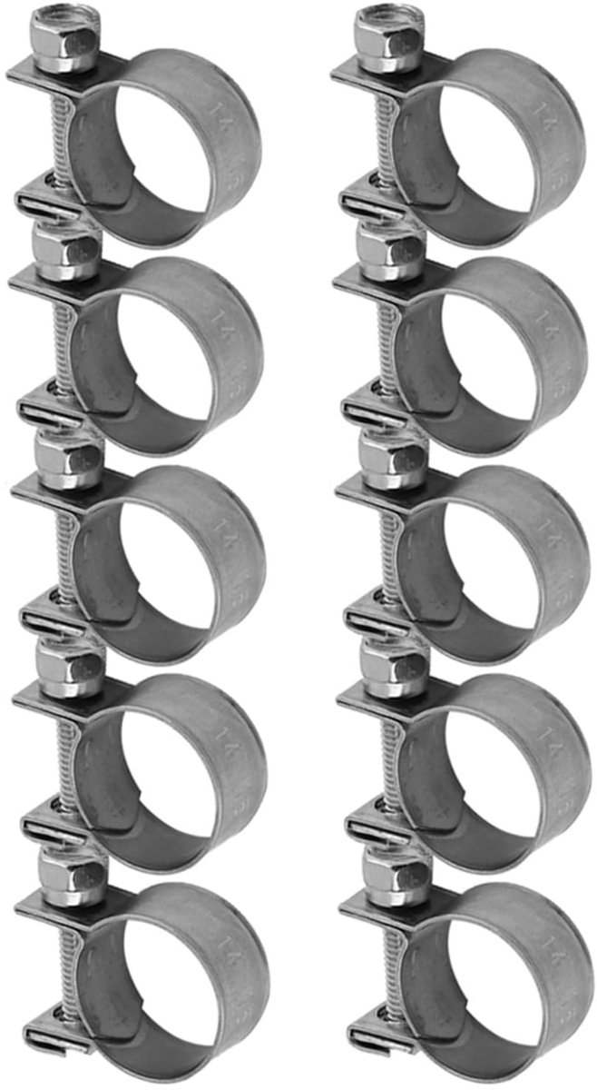 BRENZOOS- Slangklemmen Assortiment - 10 Stuks - RVS - Verstelbaar - Mini Formaat (14-16mm) - Hoogwaardige Kwaliteit - Antiroest - Slangklem — afbeelding 3
