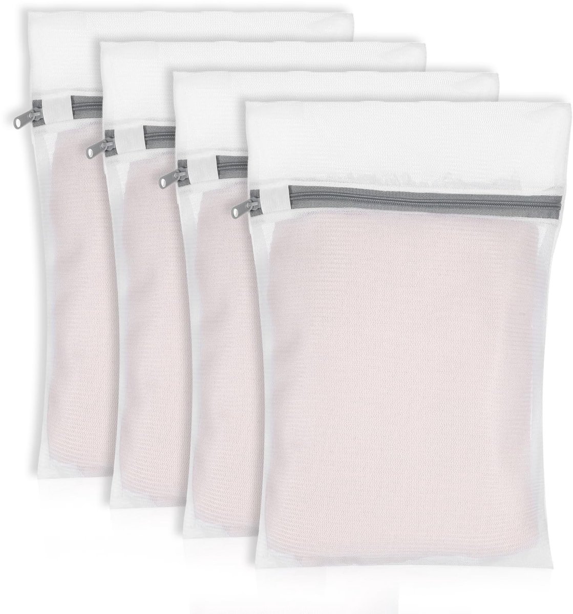 BRENZOOS- Waszak - Set van 4 - Antislip Wasnet voor Delicaat Wasgoed - 30 x 20 cm - Ademend Polyester - Rits met Automatische Vergrendeling