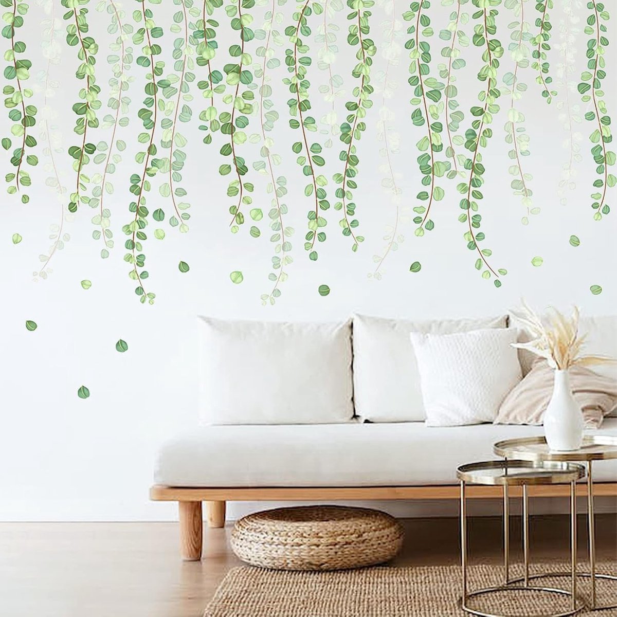 BRENZOOS- Muursticker Eucalyptus Bladeren - Wanddecoratie Groene Planten - Verwijderbaar - Waterdicht - Hoogwaardige PVC - Elegant en Comfortabel