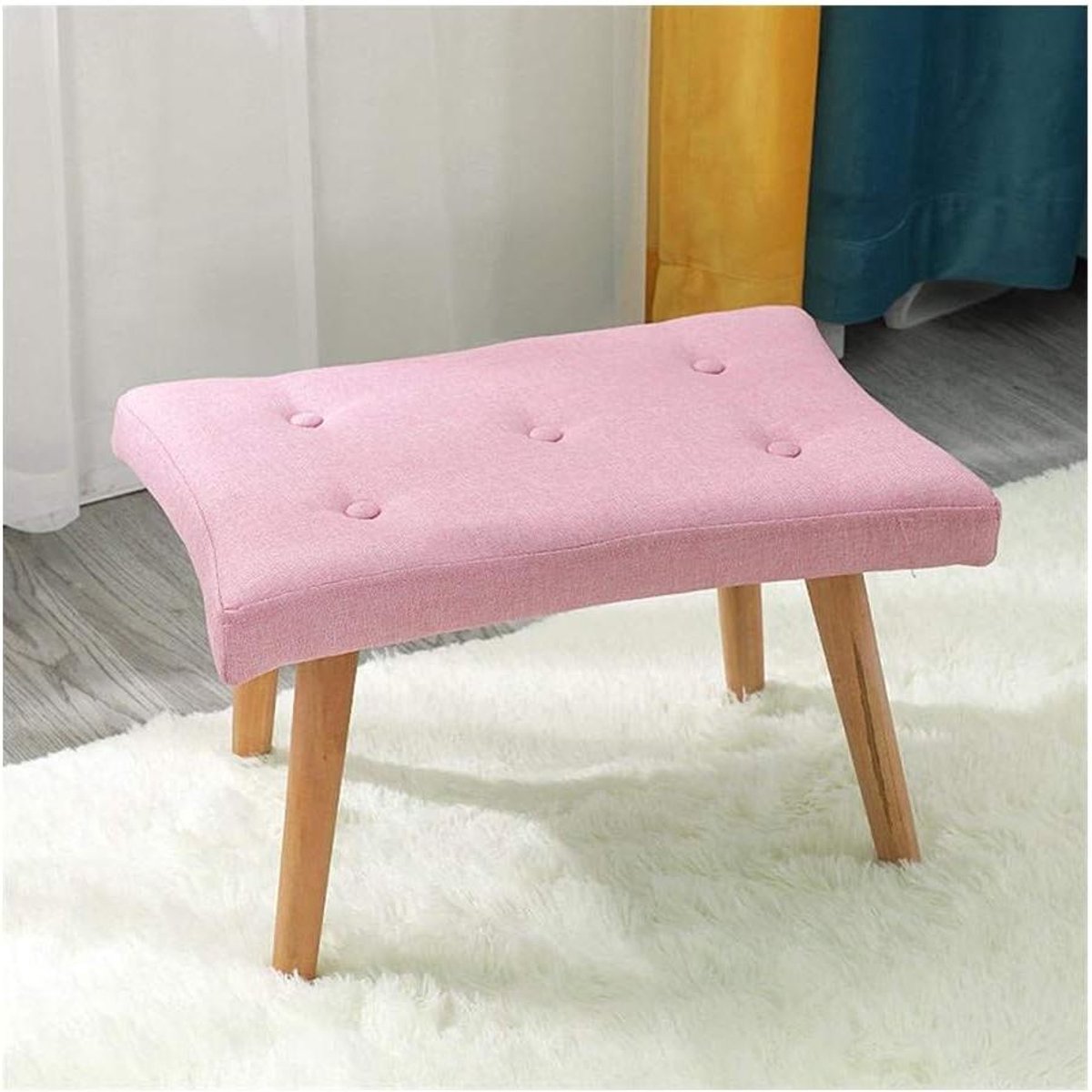 Houten Voetenbankje - Krukje Opstapkruk - Comfort Vergroten - Massief Hout - 55x36x36cm - Roze