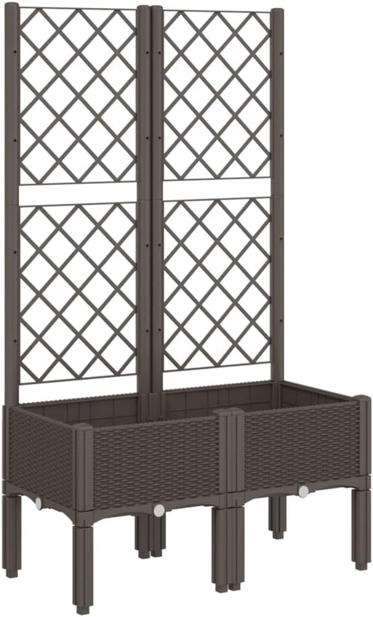 Tuinplantenbak met klimrek - Rotanlook - 80x40x142cm - Bruin