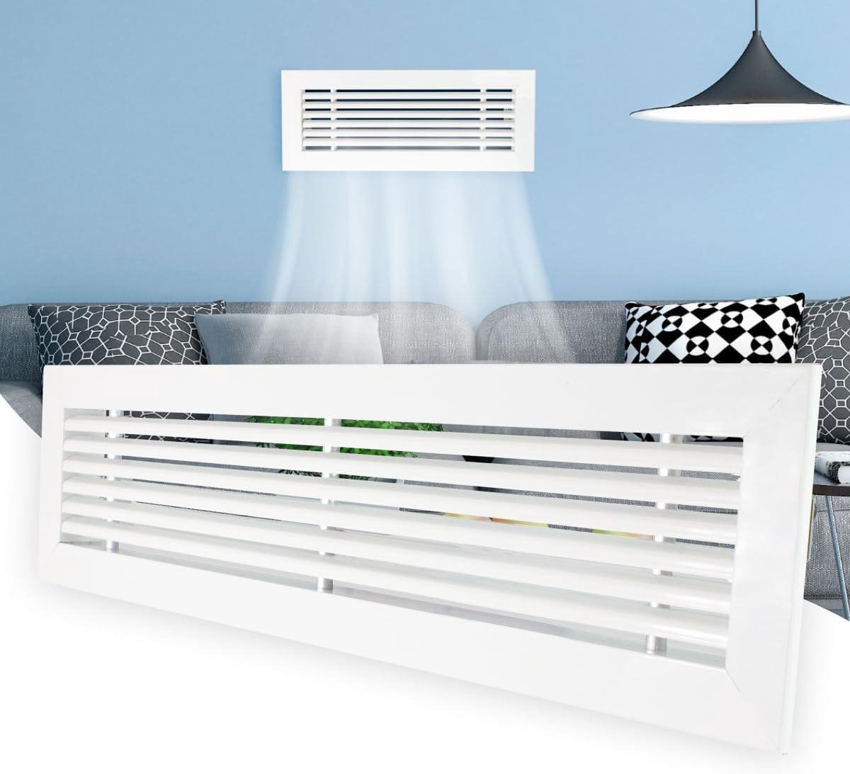 Ventilatierooster Rechthoekig - Luchtuitlaat Rooster - Airconditioning Optimalisatie - Vaste Lamellen 20 Graden - 800 x 100 mm - Wit