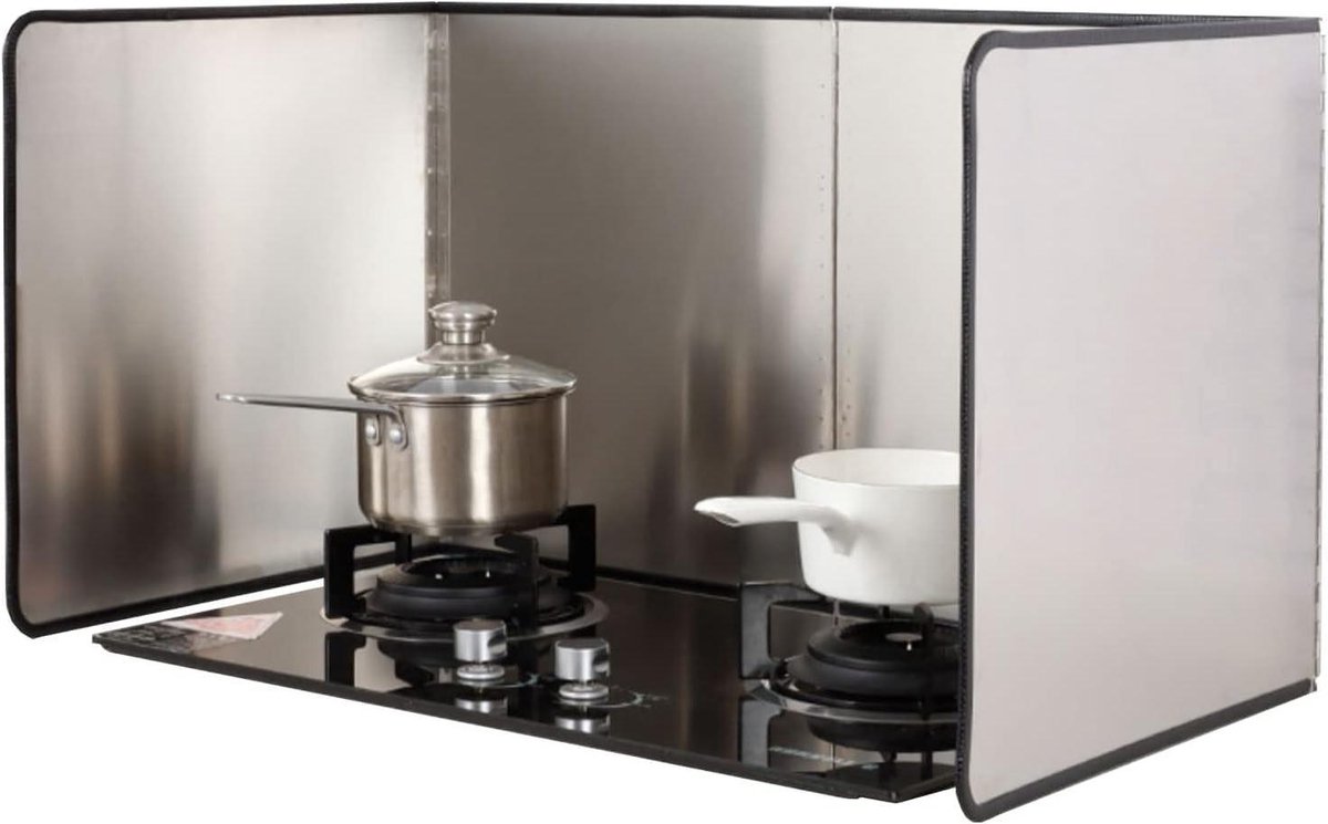 Kookplaat Spatplaat - Vet Scherm - Keuken Schoonhouden - Opvouwbaar Scharnier - 50x80x45cm - Zilver