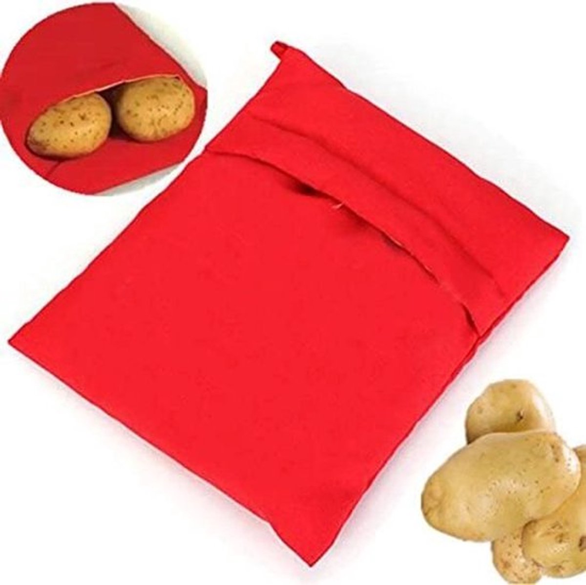 2-delige aardappelbakset, magnetronbestendige aardappelzakjes - rood