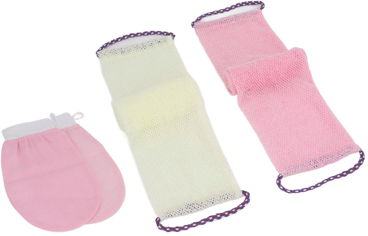 Dailygoods- Exfoliërende Scrubber - Douche Spons - Nylon Materiaal - Handige Handbanden - Effectieve Reiniging - Sneldrogend - Badspons