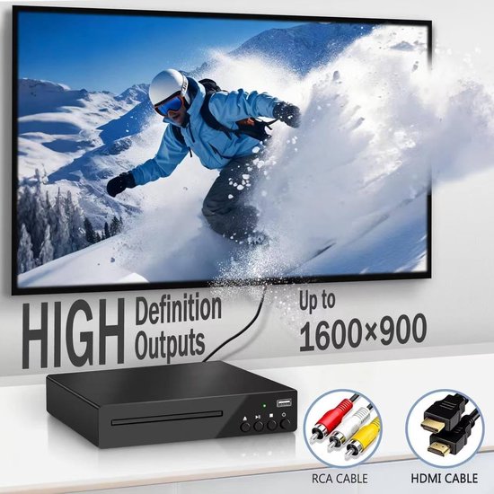 Compacte DVD Speler met HDMI - Full HD 1080P DVD Player - Regiovrij - USB Aansluiting - Geschikt voor Smart TV en Geluidssysteem — afbeelding 5