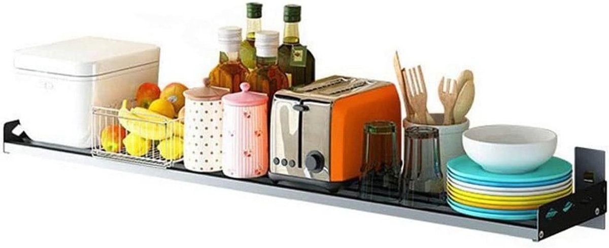 Keuken Opbergrek - Wandrek Organizer - Keuken Opbergen - Ruimtebesparend Ontwerp - Tot 90 cm - Metaal